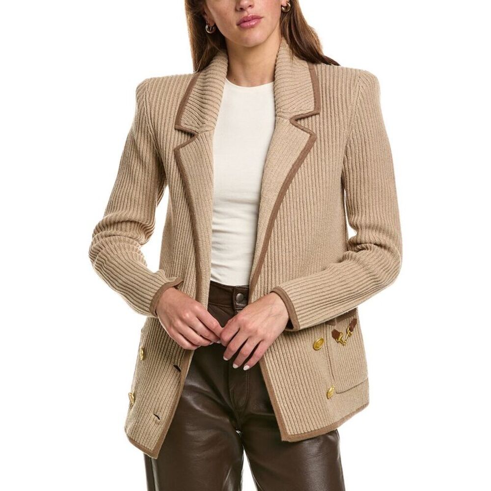L’Agence Womens Ranch Knit Wool-Blend Blazer, Brown
